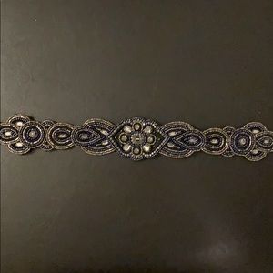 Blue silver Beaded belt